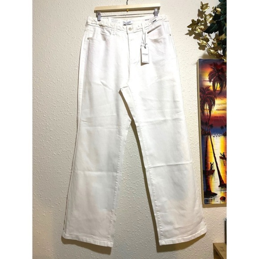Judy Blue Y3K White High Waist Braided Wide Leg Jeans Womens 18W NEW